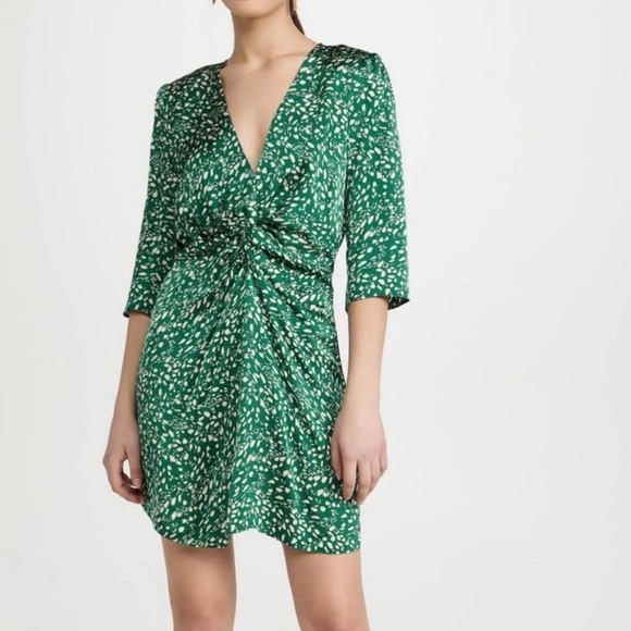 Ba&sh Erika Dress in Green Dot NWT Size 2, Medium - Picture 12 of 12